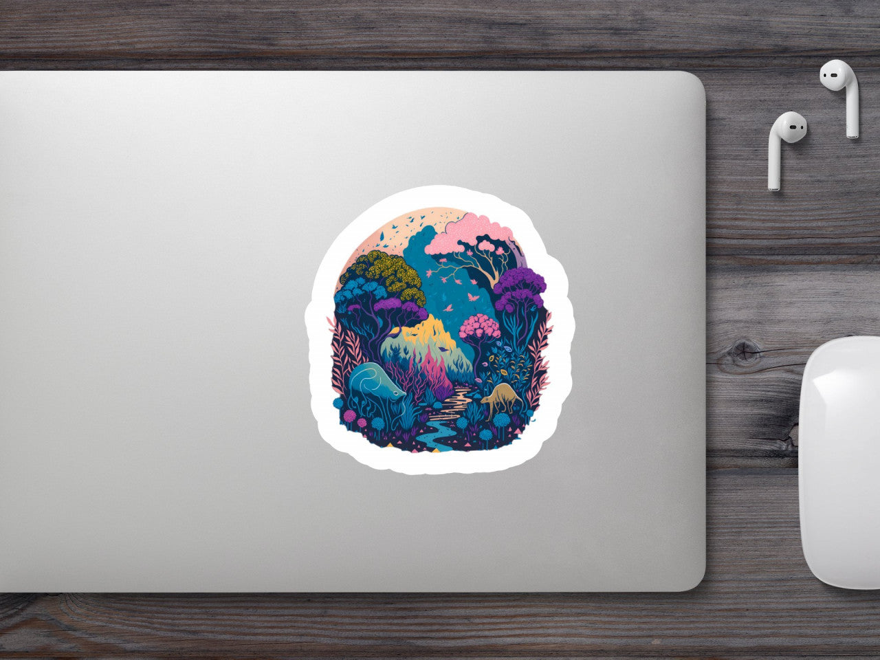 Set 2 bucati, Sticker decorativ, Peisaj din jungla, Rezistent la apa, NO6669, 16 cm, Multicolor