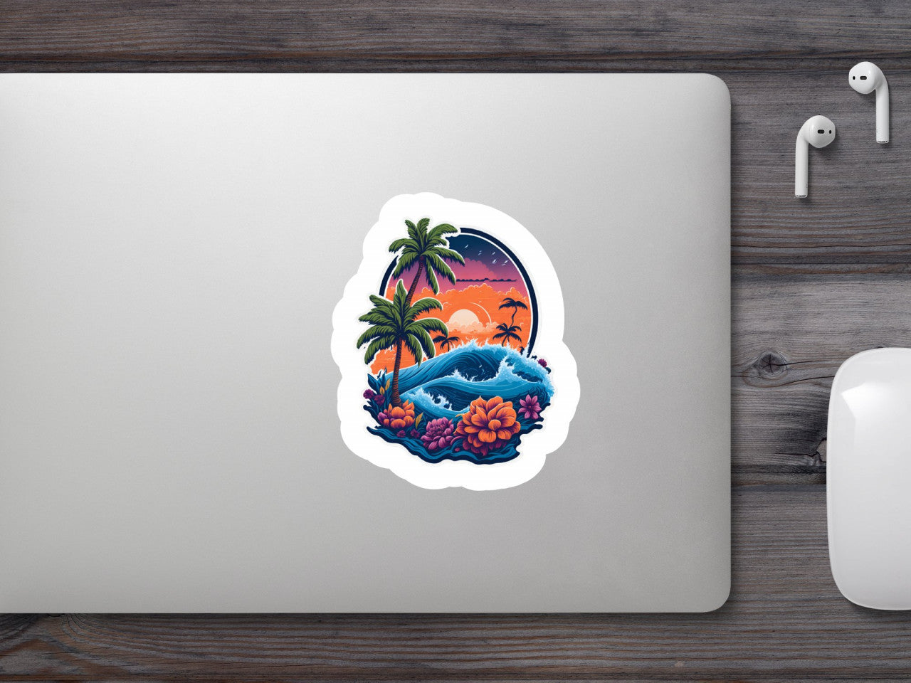 Set 2 bucati, Sticker decorativ, Peisaj la mare, Rezistent la apa, NO6290, 16 cm, Multicolor