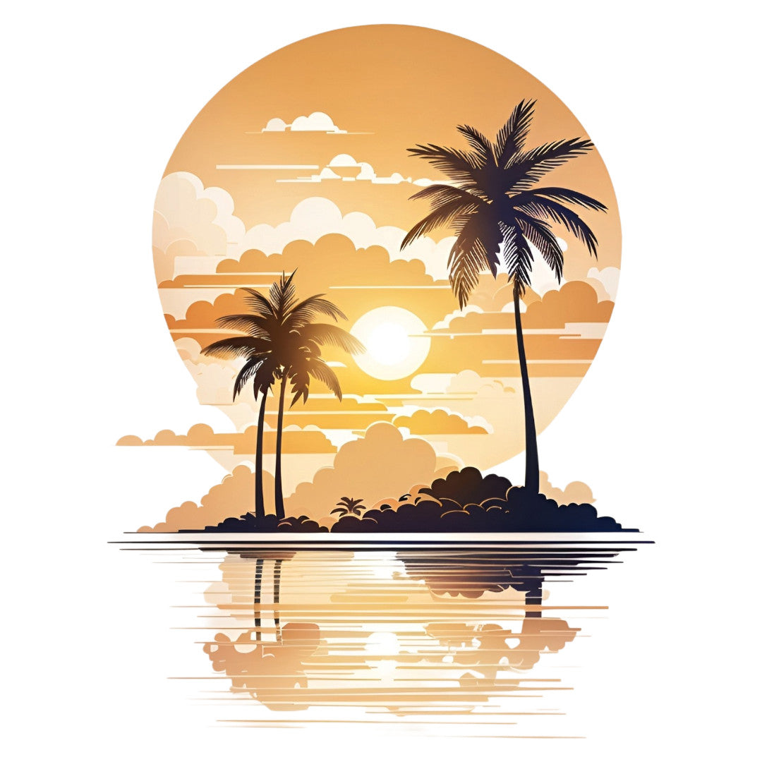 Set 2 bucati, Sticker decorativ, Peisaj rasarit de soare, Rezistent la apa, NO6277, 16 cm, Multicolor