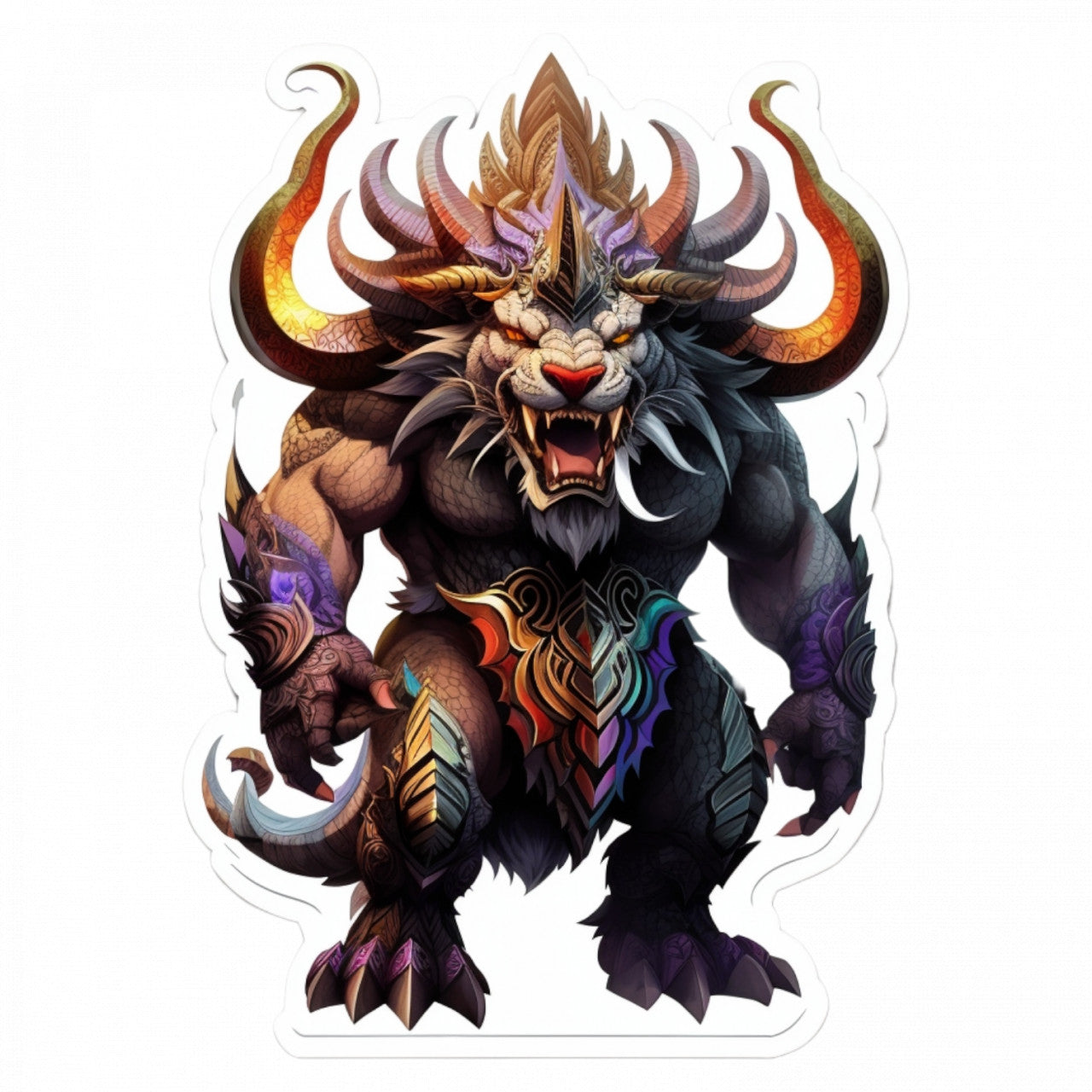 Set 2 bucati, Sticker decorativ, Personaj mitologic Behemoth, Rezistent la apa, NO4761, 16 cm, Multicolor