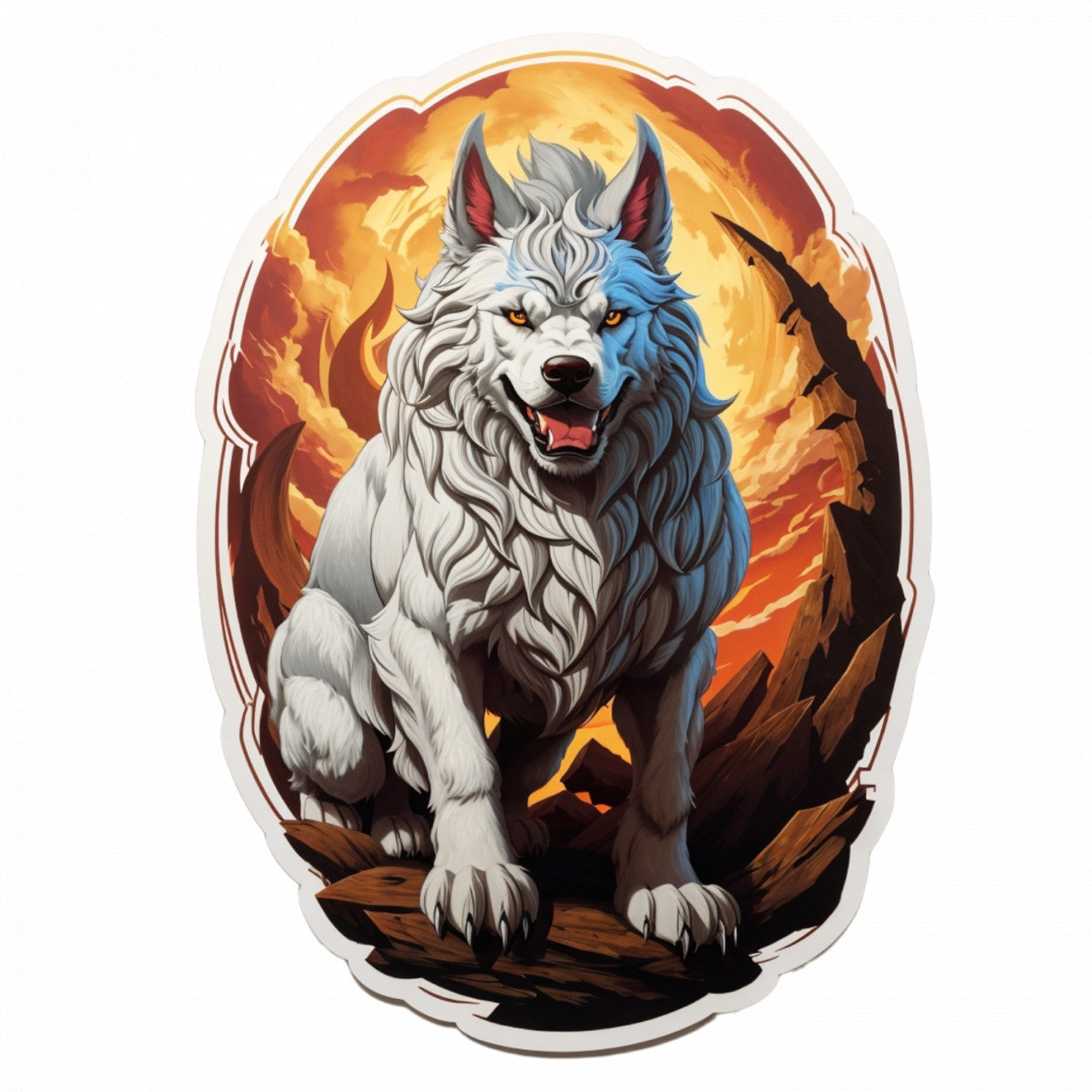 Set 2 bucati, Sticker decorativ, Personaj mitologic Cerberus, Rezistent la apa, NO5061, 16 cm, Multicolor