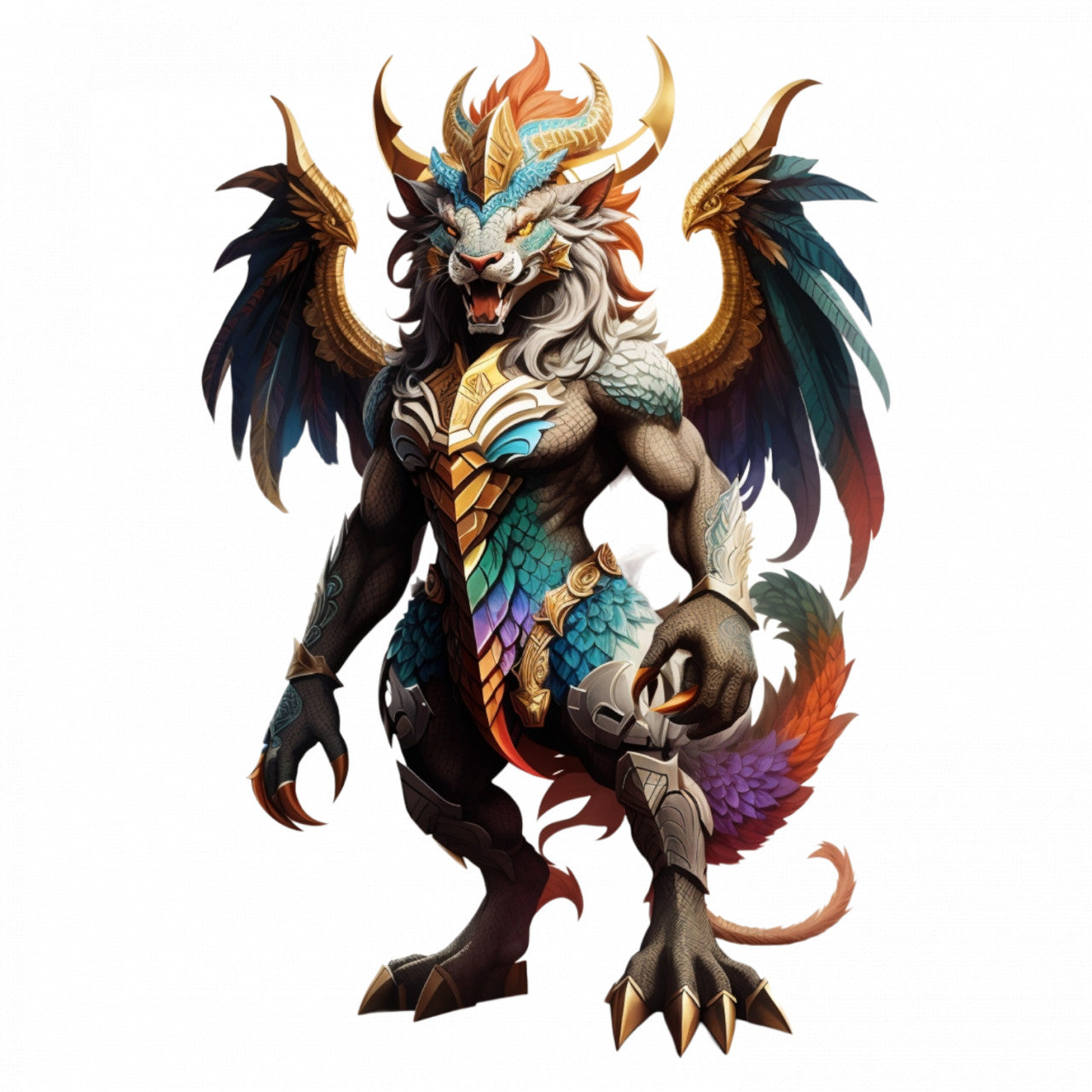 Set 2 bucati, Sticker decorativ, Personaj mitologic Himera in picioare, Rezistent la apa, NO5075, 16 cm, Multicolor