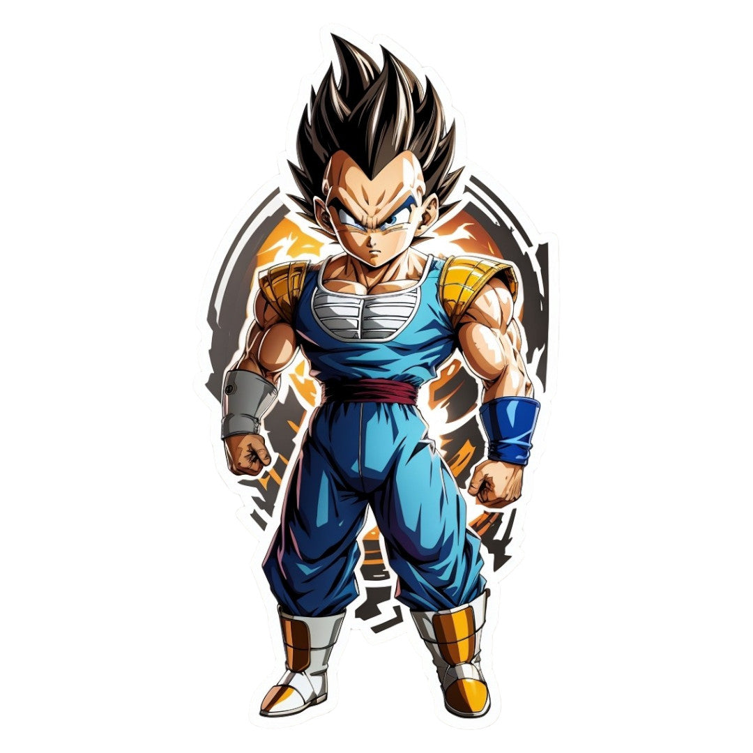 Set 2 bucati, Sticker decorativ, Personaj Vegeta Dragon Ball cu mansete, Rezistent la apa, NO6909, 16 cm, Multicolor