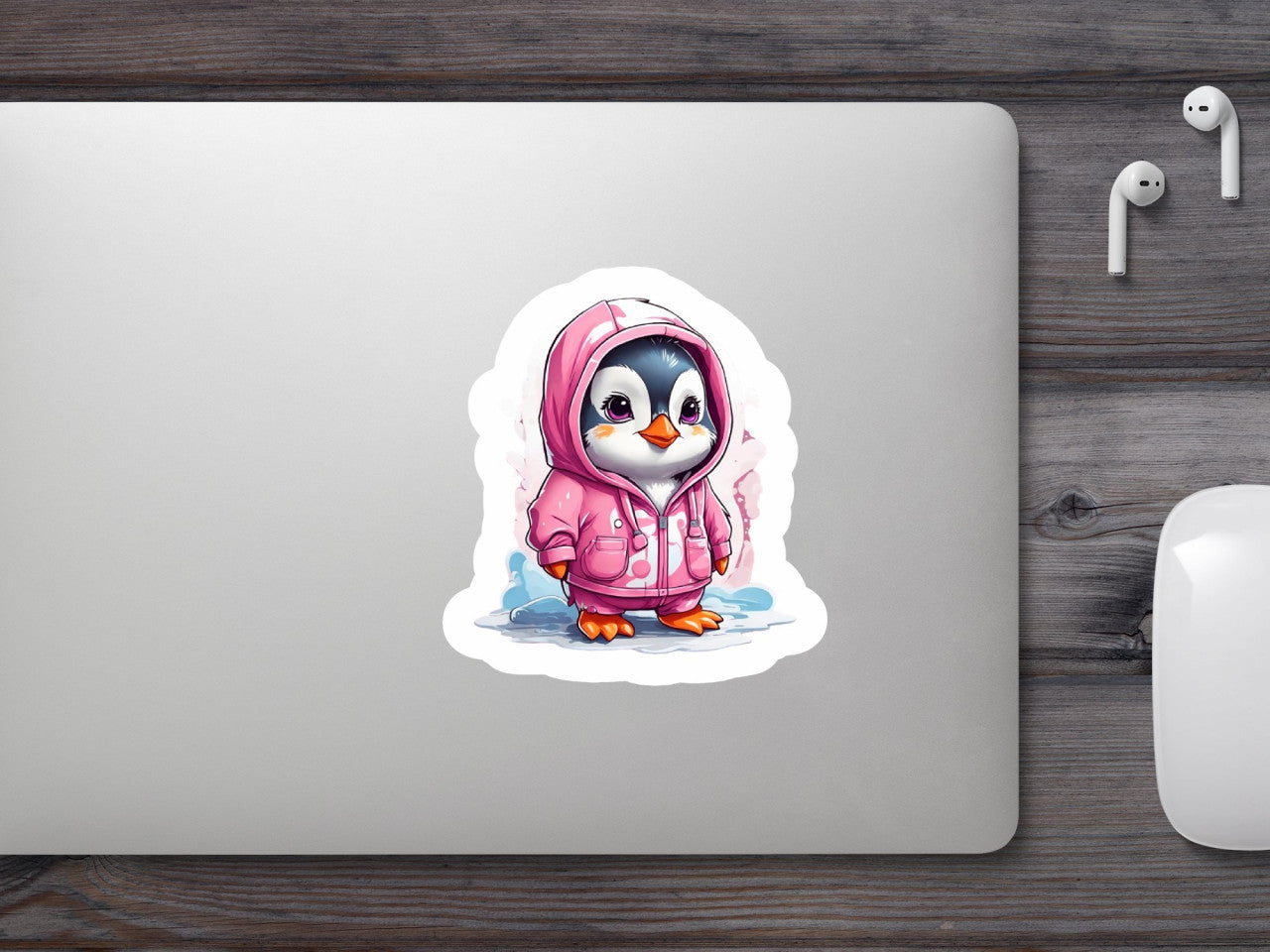 Set 2 bucati, Sticker decorativ, Pinguinul Kawaii, Rezistent la apa, NO6527, 16 cm, Multicolor