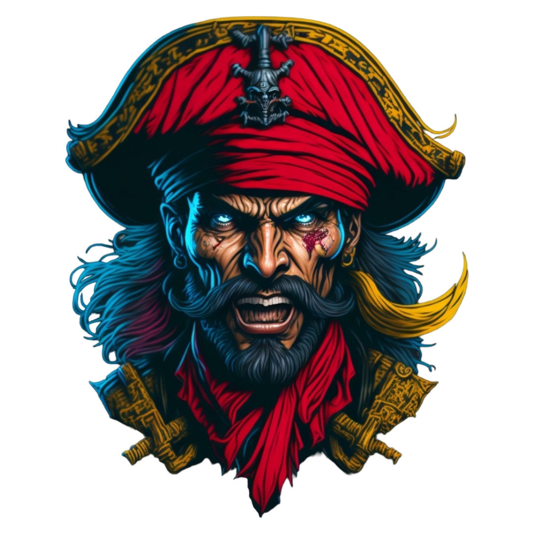 Set 2 bucati, Sticker decorativ, Pirat cu mustati, Rezistent la apa, NO7008, 16 cm, Multicolor