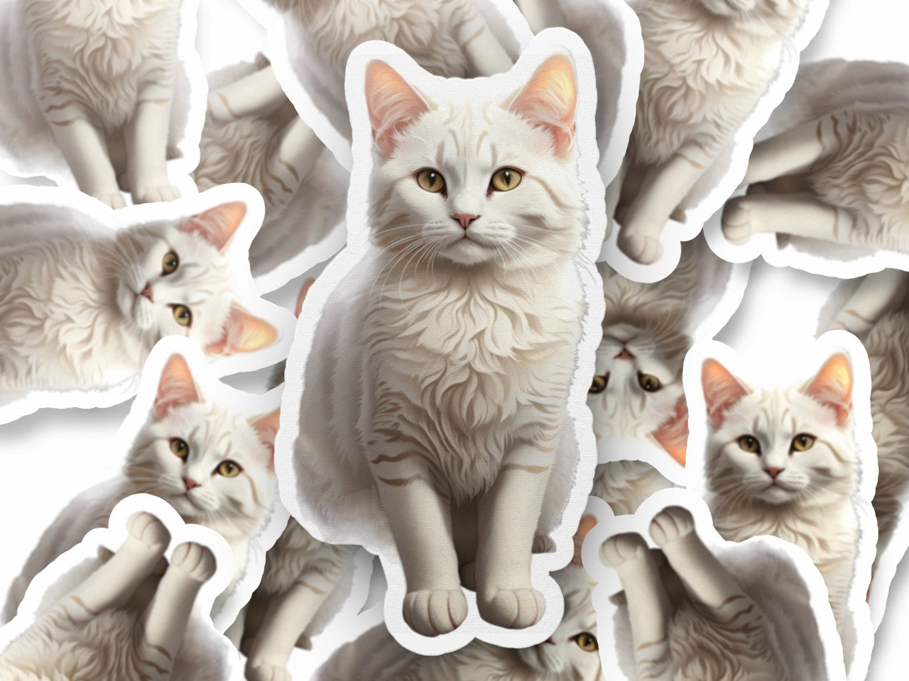 Set 2 bucati, Sticker decorativ, Pisica Burmilla, Rezistent la apa, NO4997, 16 cm, Multicolor