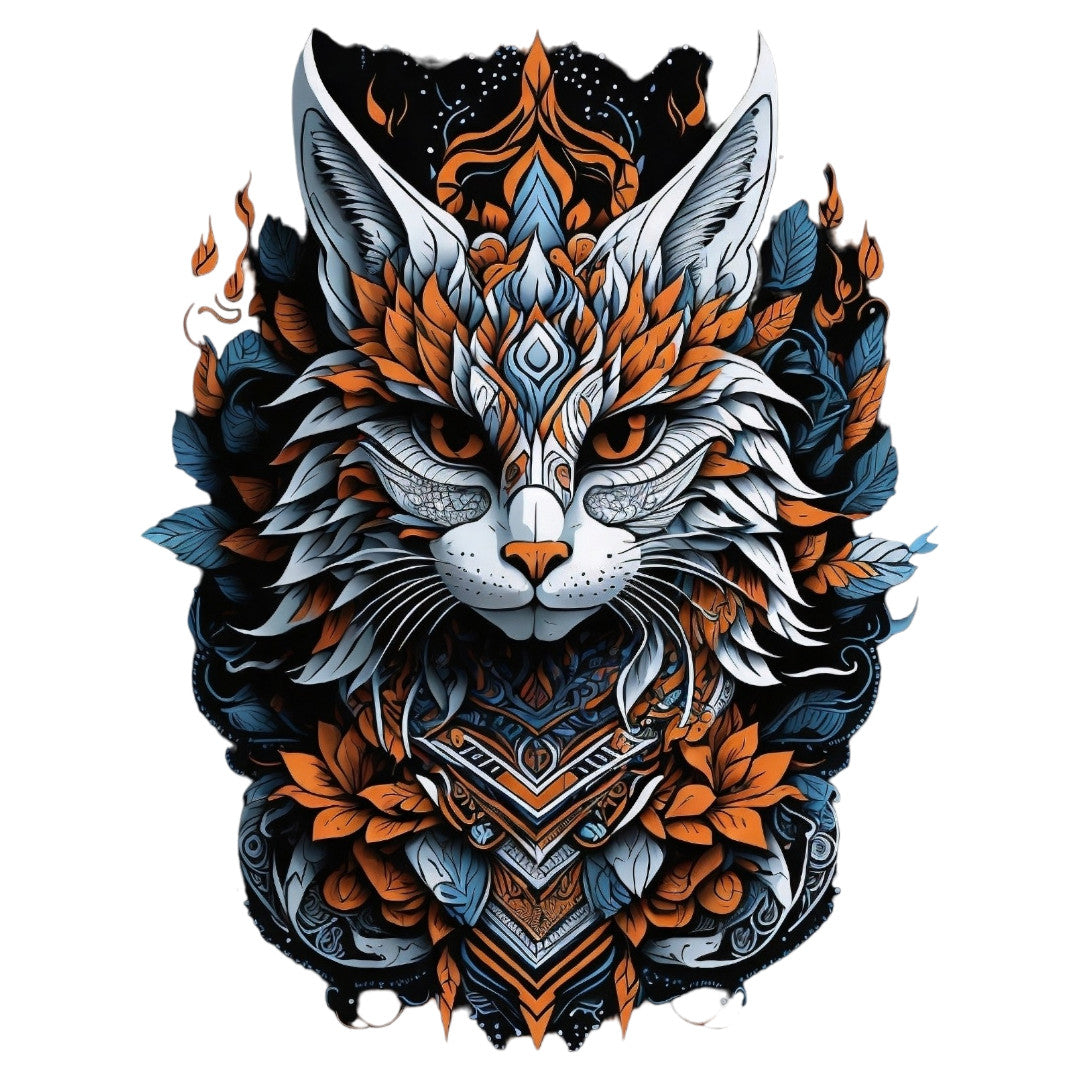 Set 2 bucati, Sticker decorativ, Pisica celtica, Rezistent la apa, NO6624, 16 cm, Multicolor