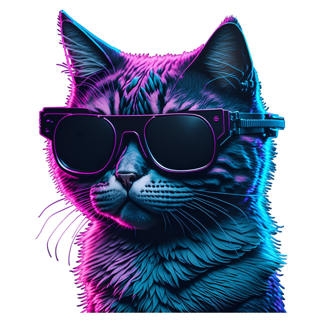 Set 2 bucati, Sticker decorativ, Pisica cu ochelari de soare, Rezistent la apa, NO6465, 16 cm, Multicolor