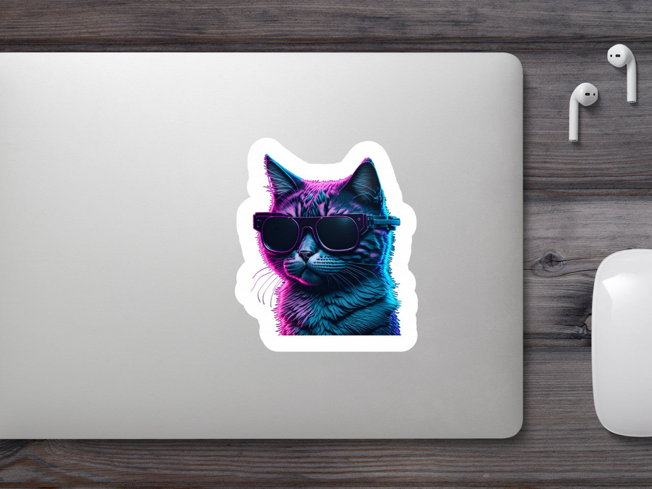 Set 2 bucati, Sticker decorativ, Pisica cu ochelari de soare, Rezistent la apa, NO6465, 16 cm, Multicolor