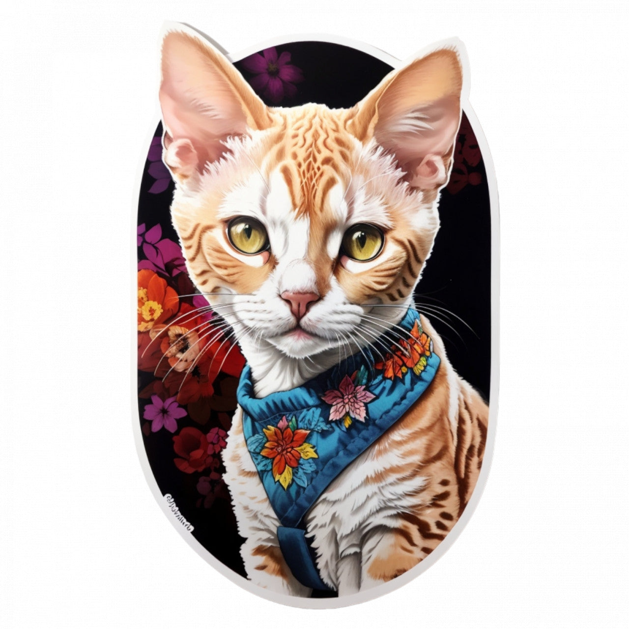 Set 2 bucati, Sticker decorativ, Pisica Devon rex, Rezistent la apa, NO5177, 16 cm, Multicolor