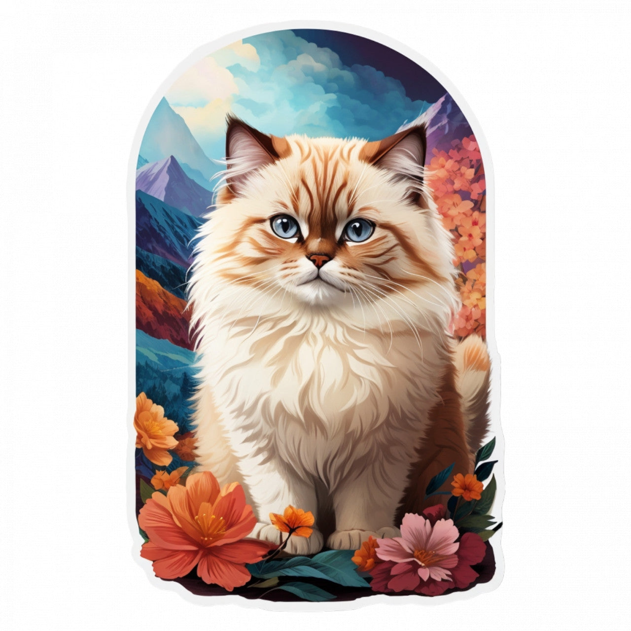 Set 2 bucati, Sticker decorativ, Pisica Himalayana, Rezistent la apa, NO5399, 16 cm, Multicolor