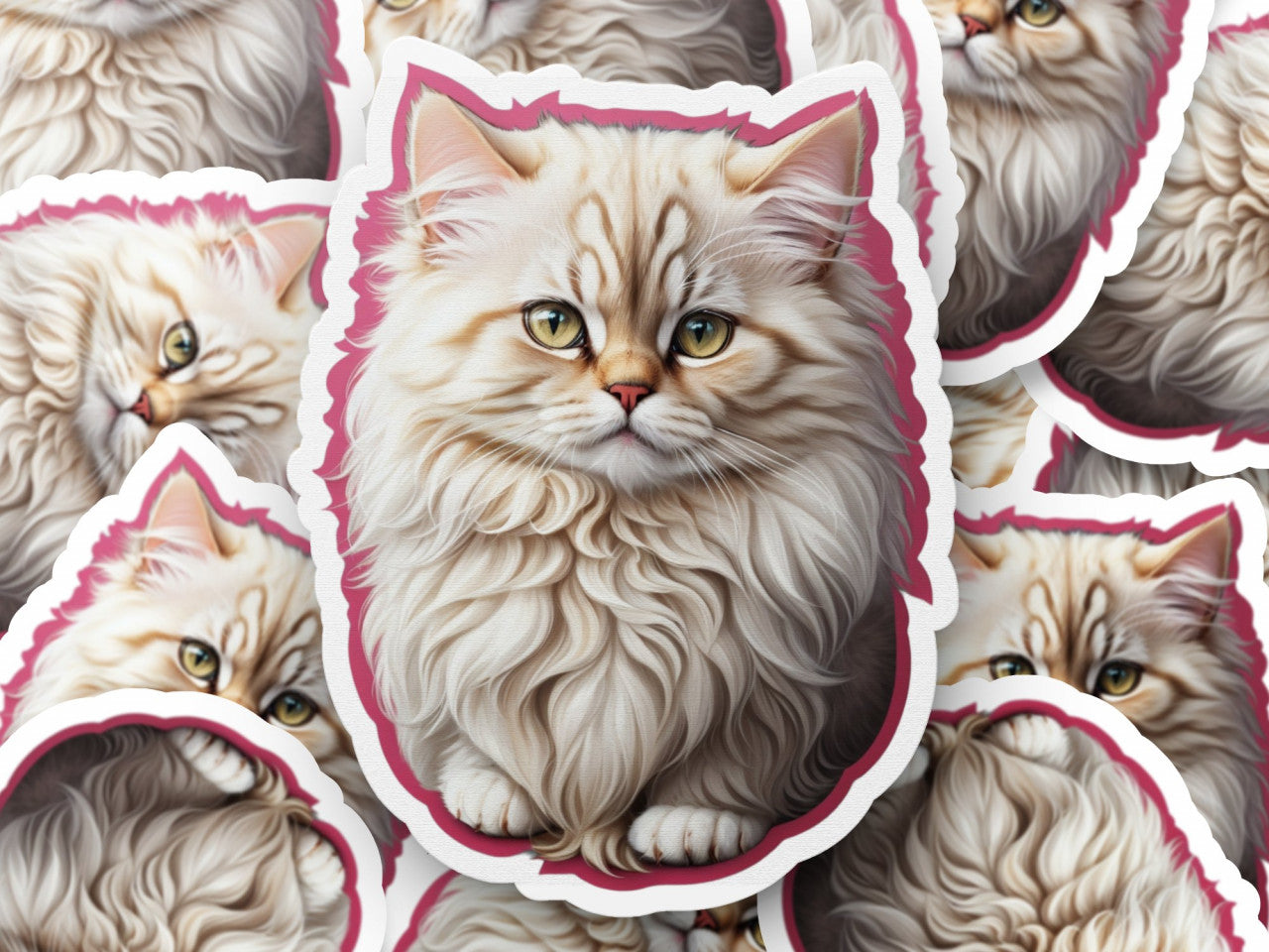 Set 2 bucati, Sticker decorativ, Pisica persana, Rezistent la apa, NO5745, 16 cm, Multicolor