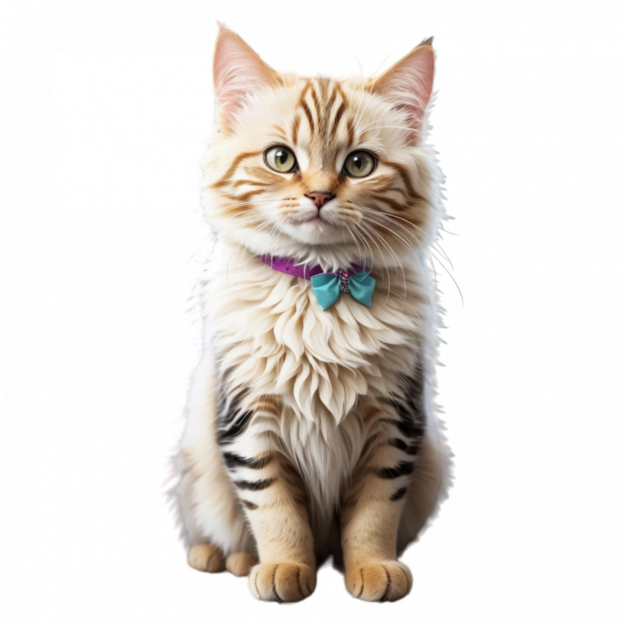 Set 2 bucati, Sticker decorativ, Pisica Pixie bob cu fundita, Rezistent la apa, NO5777, 16 cm, Multicolor