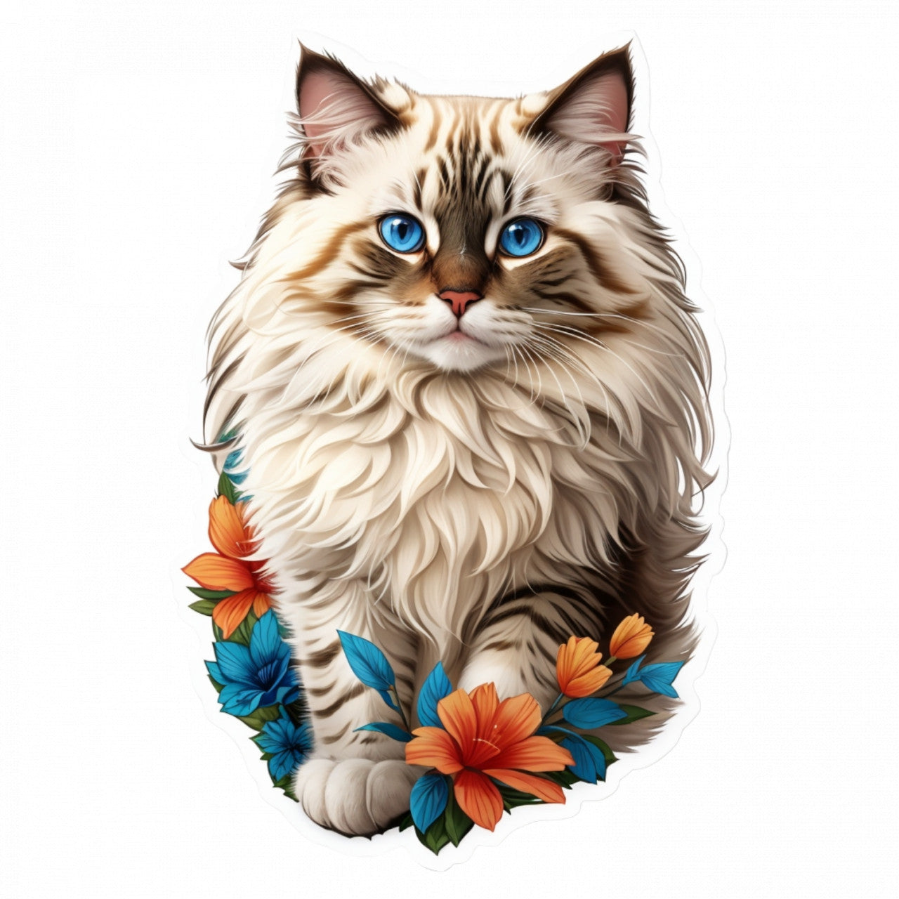 Set 2 bucati, Sticker decorativ, Pisica Ragamuffin, Rezistent la apa, NO5824, 16 cm, Multicolor