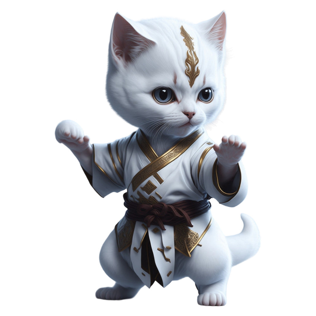 Set 2 bucati, Sticker decorativ, Pisica samurai, Rezistent la apa, NO6306, 16 cm, Multicolor