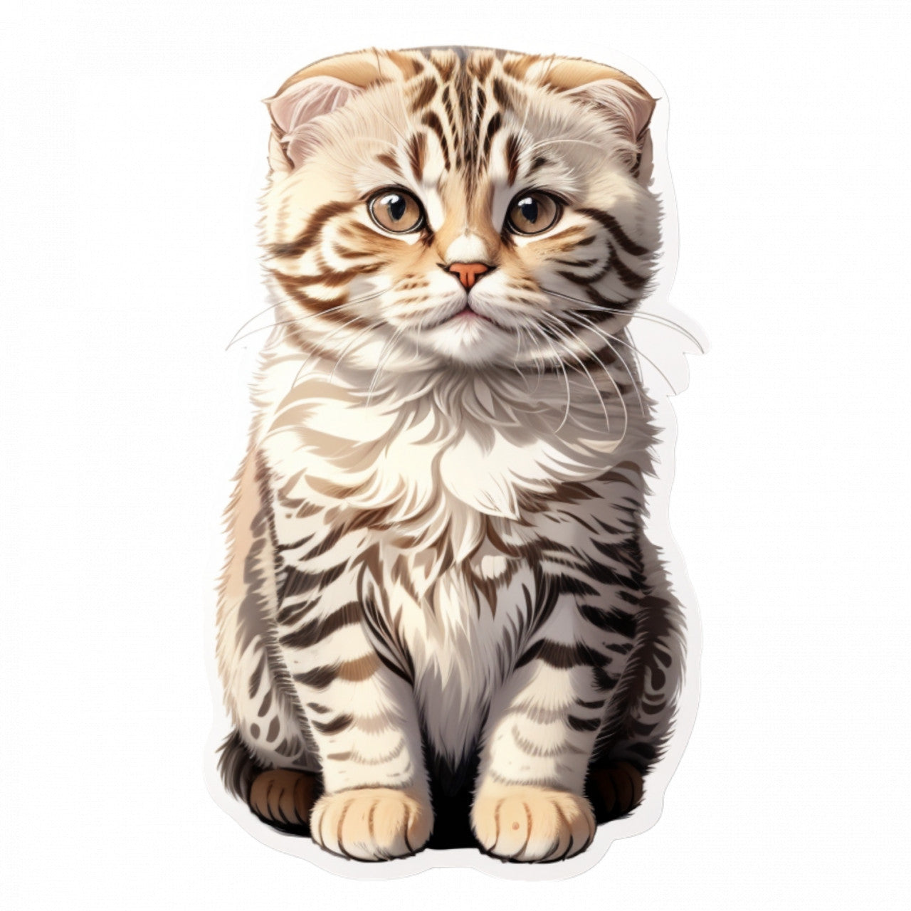 Set 2 bucati, Sticker decorativ, Pisica Scottish Fold, Rezistent la apa, NO5882, 16 cm, Multicolor