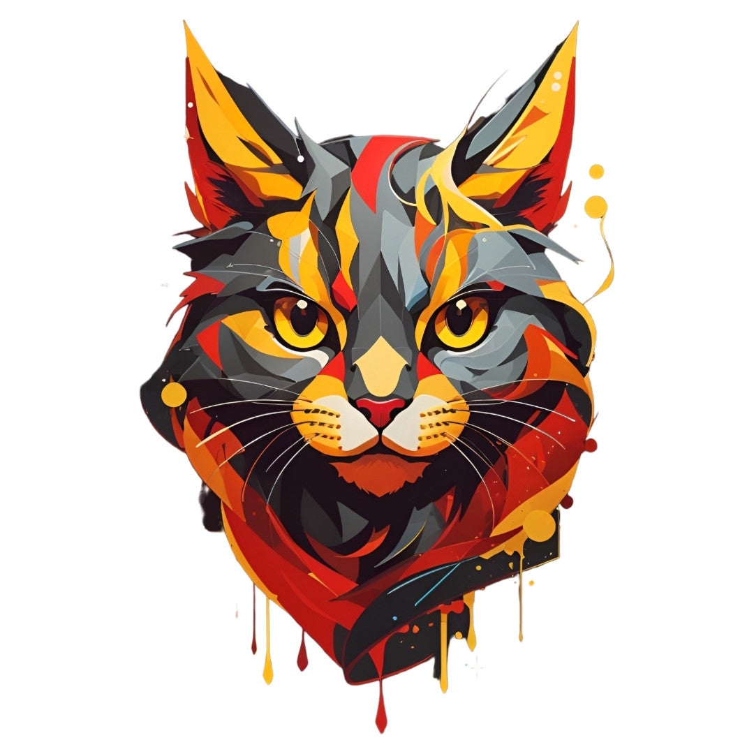 Set 2 bucati, Sticker decorativ, Pisica serioasa, Rezistent la apa, NO6542, 16 cm, Multicolor