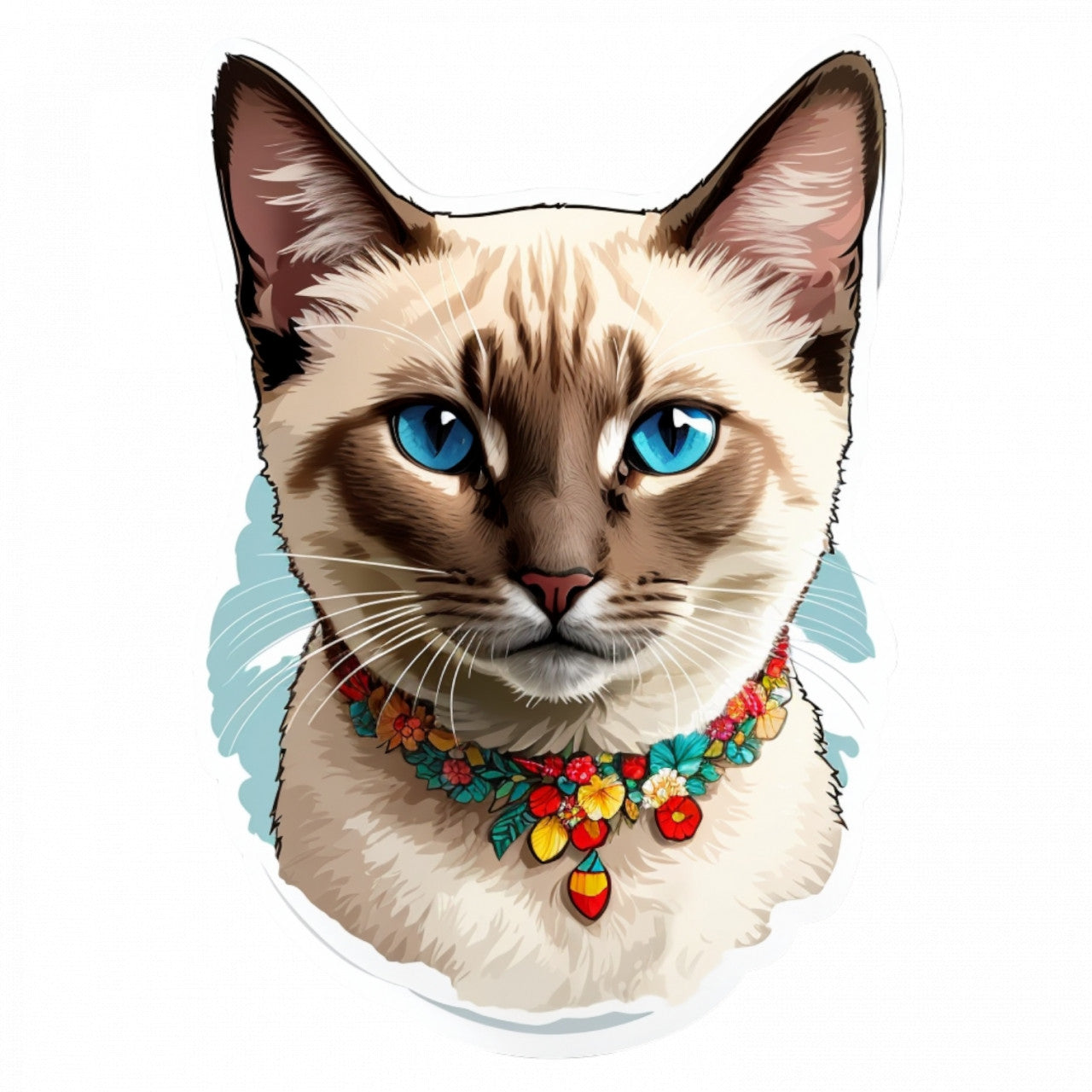 Set 2 bucati, Sticker decorativ, Pisica Siameza, Rezistent la apa, NO5923, 16 cm, Multicolor