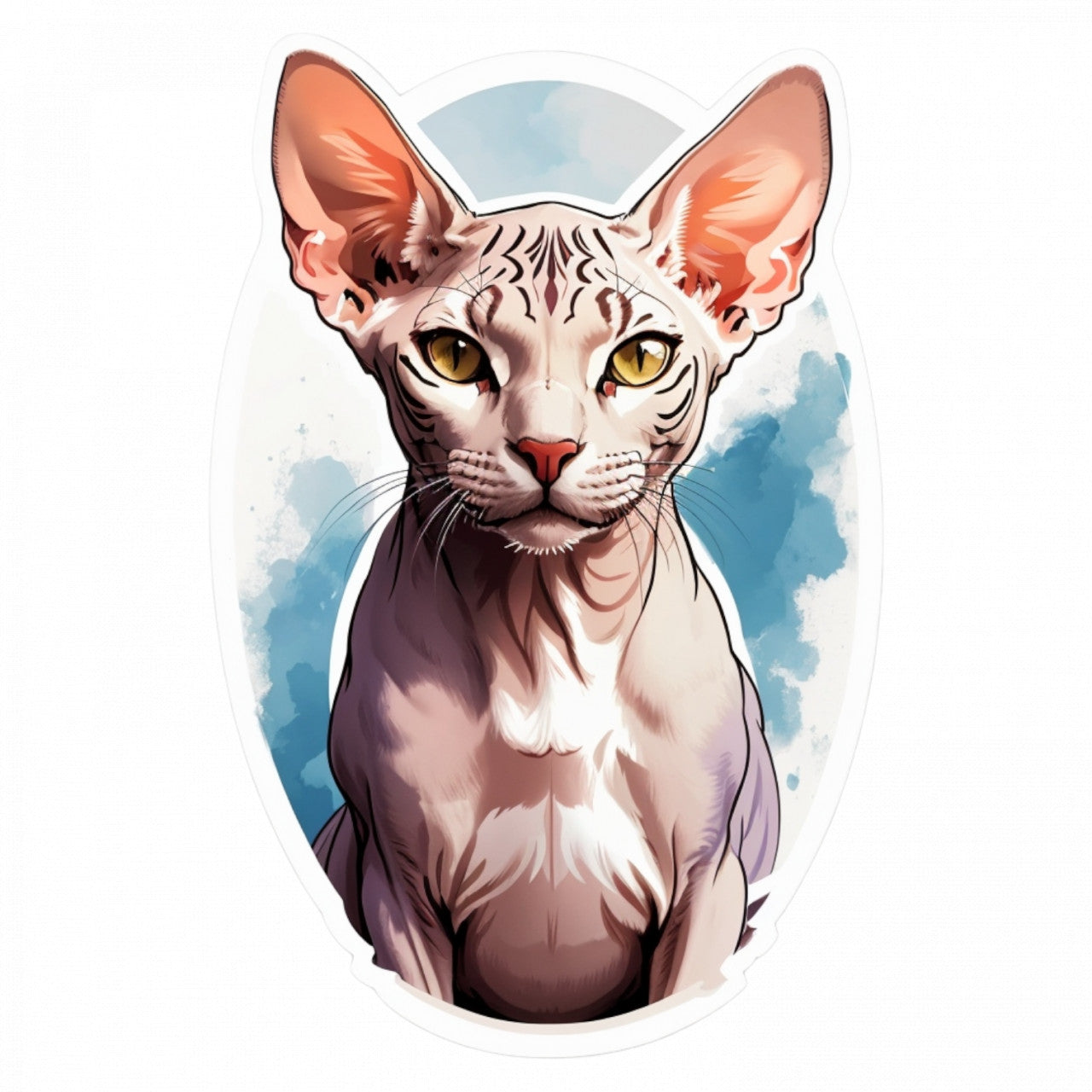 Set 2 bucati, Sticker decorativ, Pisica Sphynx, Rezistent la apa, NO5958, 16 cm, Multicolor