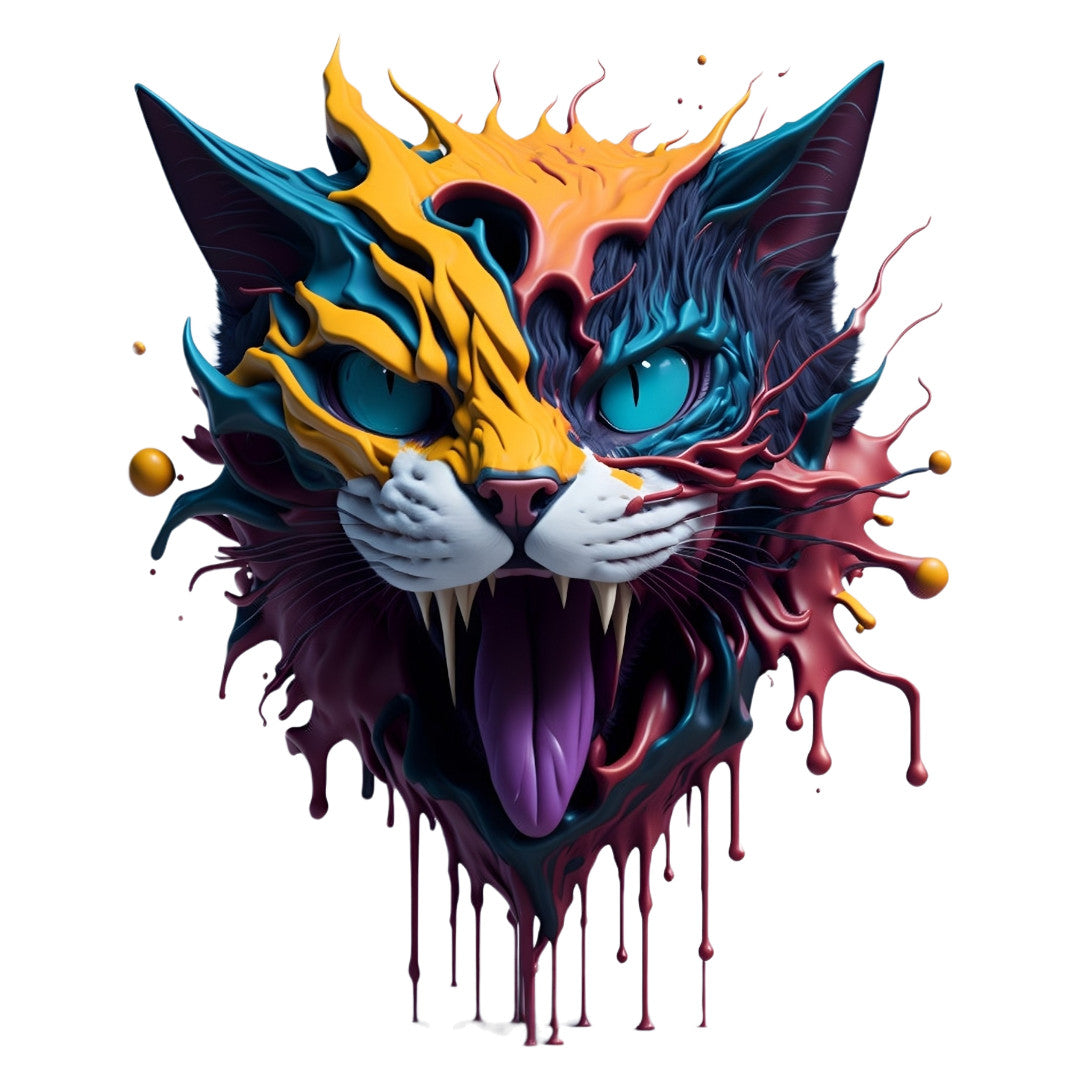 Set 2 bucati, Sticker decorativ, Pisica suparata, Rezistent la apa, NO6141, 16 cm, Multicolor