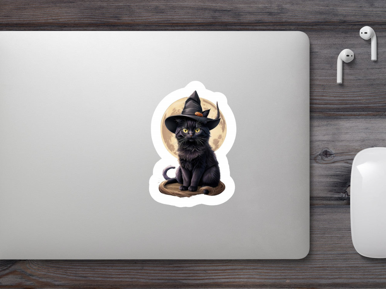 Set 2 bucati, Sticker decorativ, Pisica vrajitoare, Rezistent la apa, NO6342, 16 cm, Multicolor