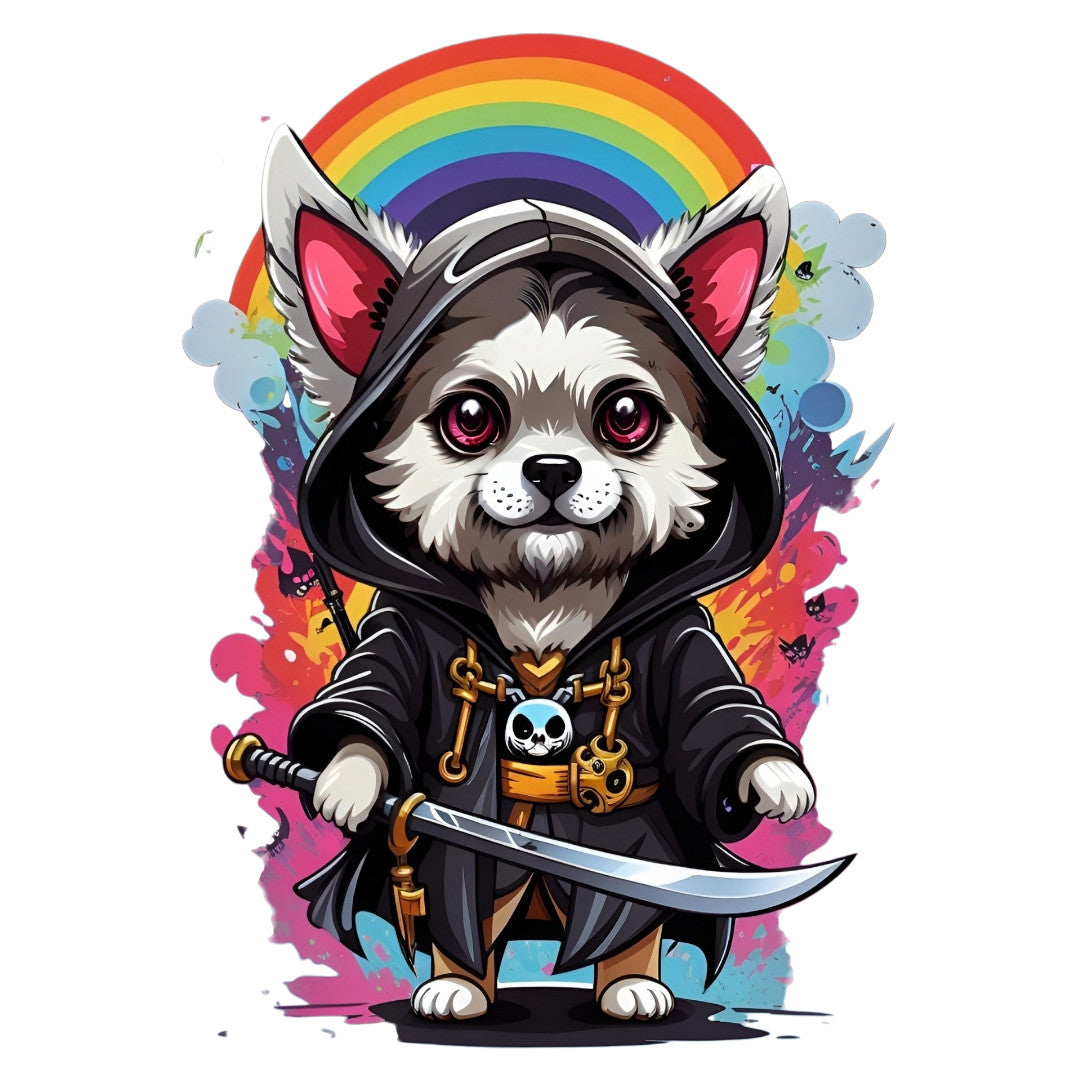 Set 2 bucati, Sticker decorativ, Pisicul ninja, Rezistent la apa, NO6392, 16 cm, Multicolor