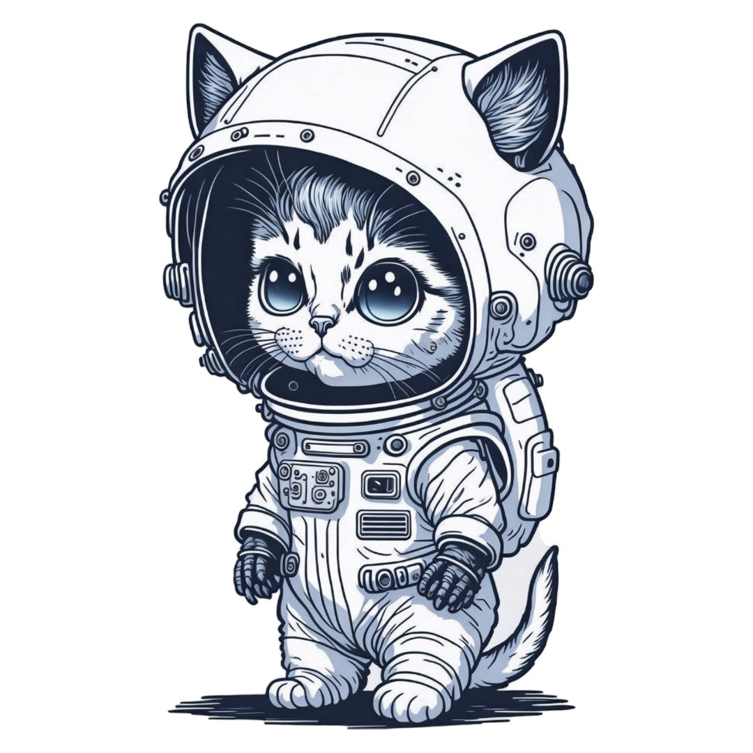 Set 2 bucati, Sticker decorativ, Pisicuta astronaut, Rezistent la apa, NO6265, 16 cm, Multicolor