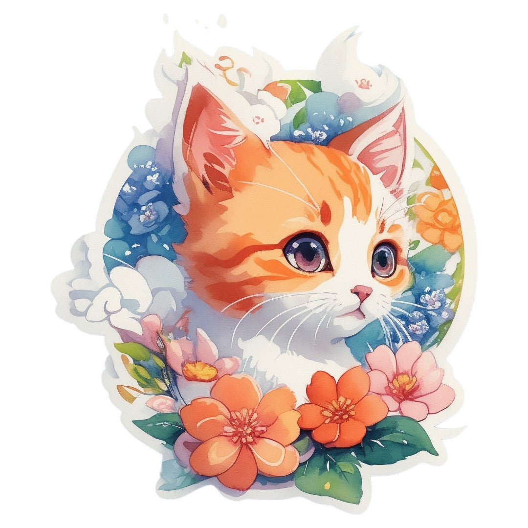 Set 2 bucati, Sticker decorativ, Pisicuta Olguta, Rezistent la apa, NO6594, 16 cm, Multicolor