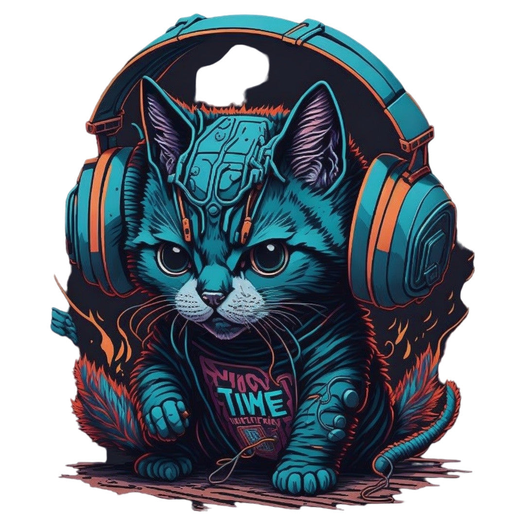 Set 2 bucati, Sticker decorativ, Pisoi cu casti, Rezistent la apa, NO6623, 16 cm, Multicolor