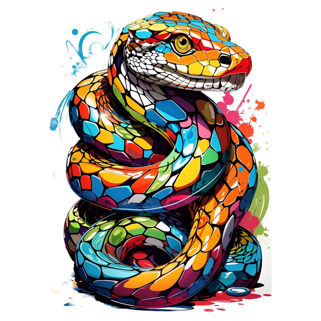 Set 2 bucati, Sticker decorativ, Piton incolacit, Rezistent la apa, NO6651, 16 cm, Multicolor