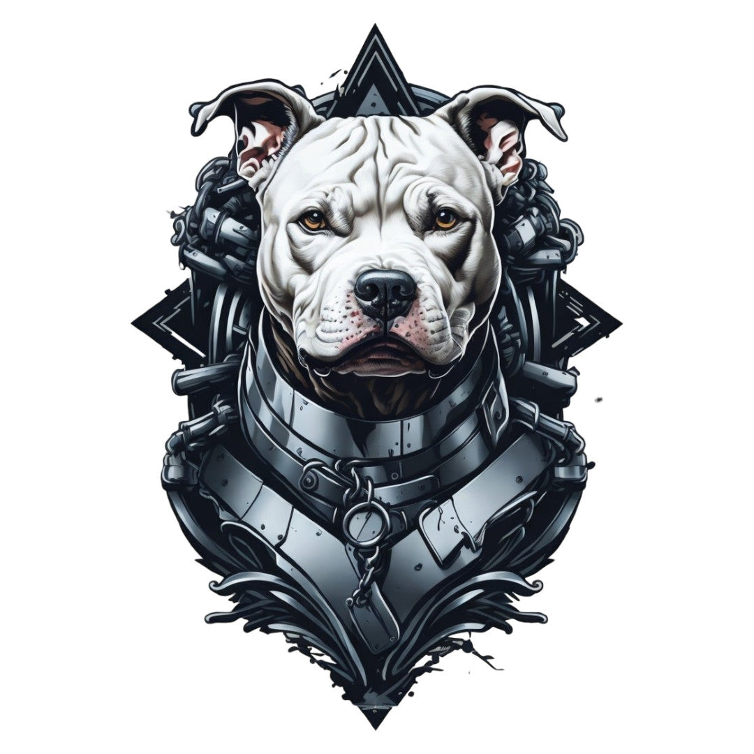 Set 2 bucati, Sticker decorativ, Pittbull in costum metalic, Rezistent la apa, NO6995, 16 cm, Multicolor