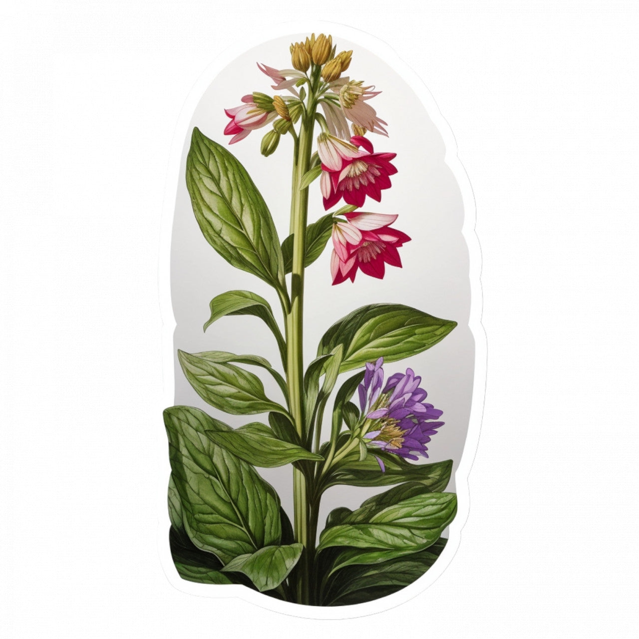 Set 2 bucati, Sticker decorativ, Planta medicinala Tataneasa, Rezistent la apa, NO5104, 16 cm, Multicolor
