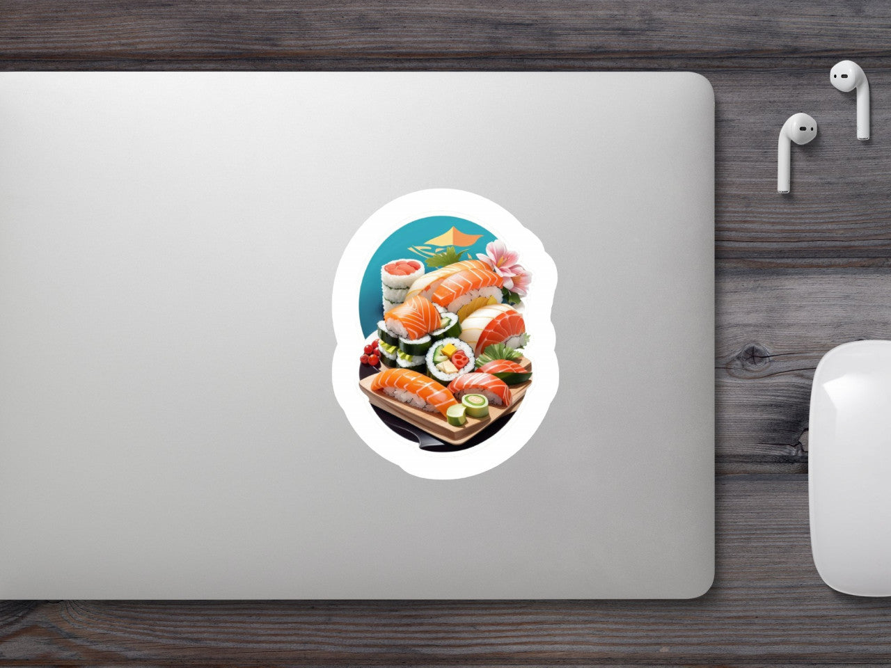 Set 2 bucati, Sticker decorativ, Platou sushi, Rezistent la apa, NO6897, 16 cm, Multicolor