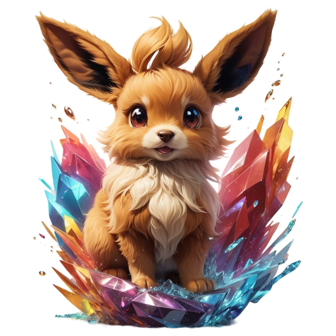 Set 2 bucati, Sticker decorativ, Pokemon Eevee cristal, Rezistent la apa, NO6755, 16 cm, Multicolor