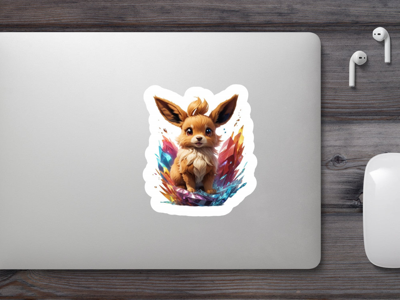 Set 2 bucati, Sticker decorativ, Pokemon Eevee cristal, Rezistent la apa, NO6755, 16 cm, Multicolor