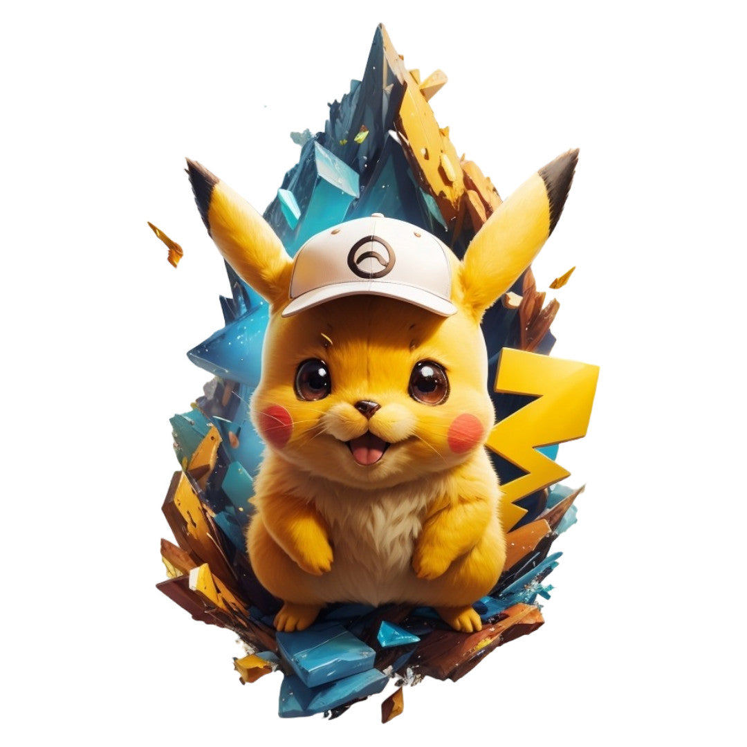 Set 2 bucati, Sticker decorativ, Pokemon Pikachu, Rezistent la apa, NO6843, 16 cm, Multicolor