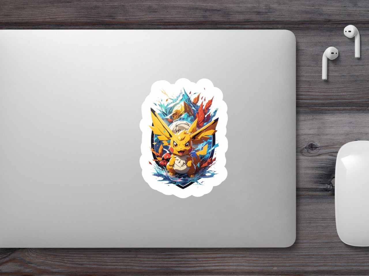 Set 2 bucati, Sticker decorativ, Pokemon suparat, Rezistent la apa, NO6854, 16 cm, Multicolor