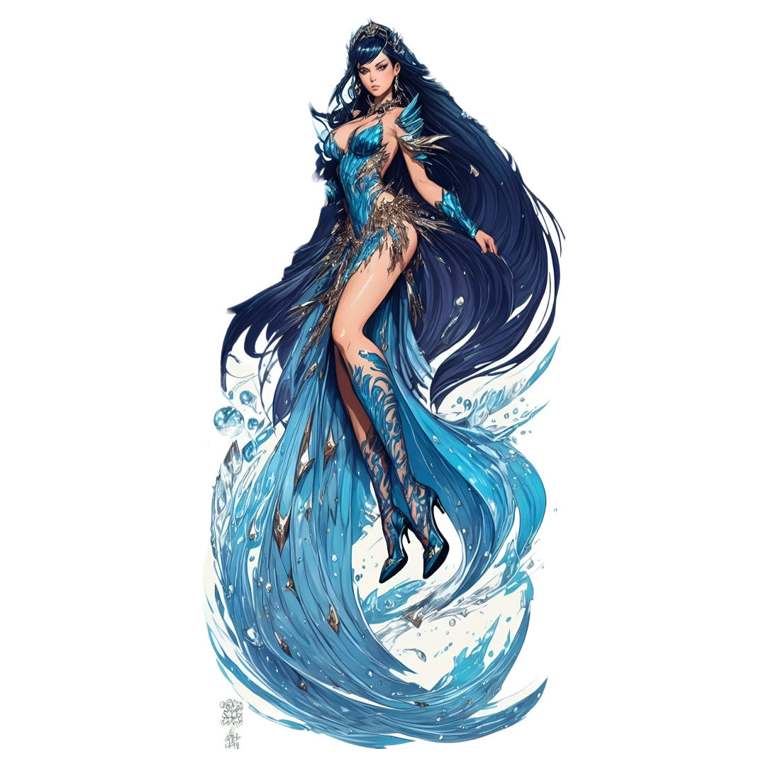 Set 2 bucati, Sticker decorativ, Printesa apei, Rezistent la apa, NO6309, 16 cm, Multicolor