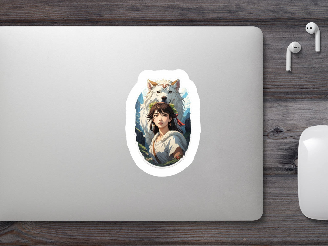 Set 2 bucati, Sticker decorativ, Printesa Mononoke , Rezistent la apa, NO6855, 16 cm, Multicolor