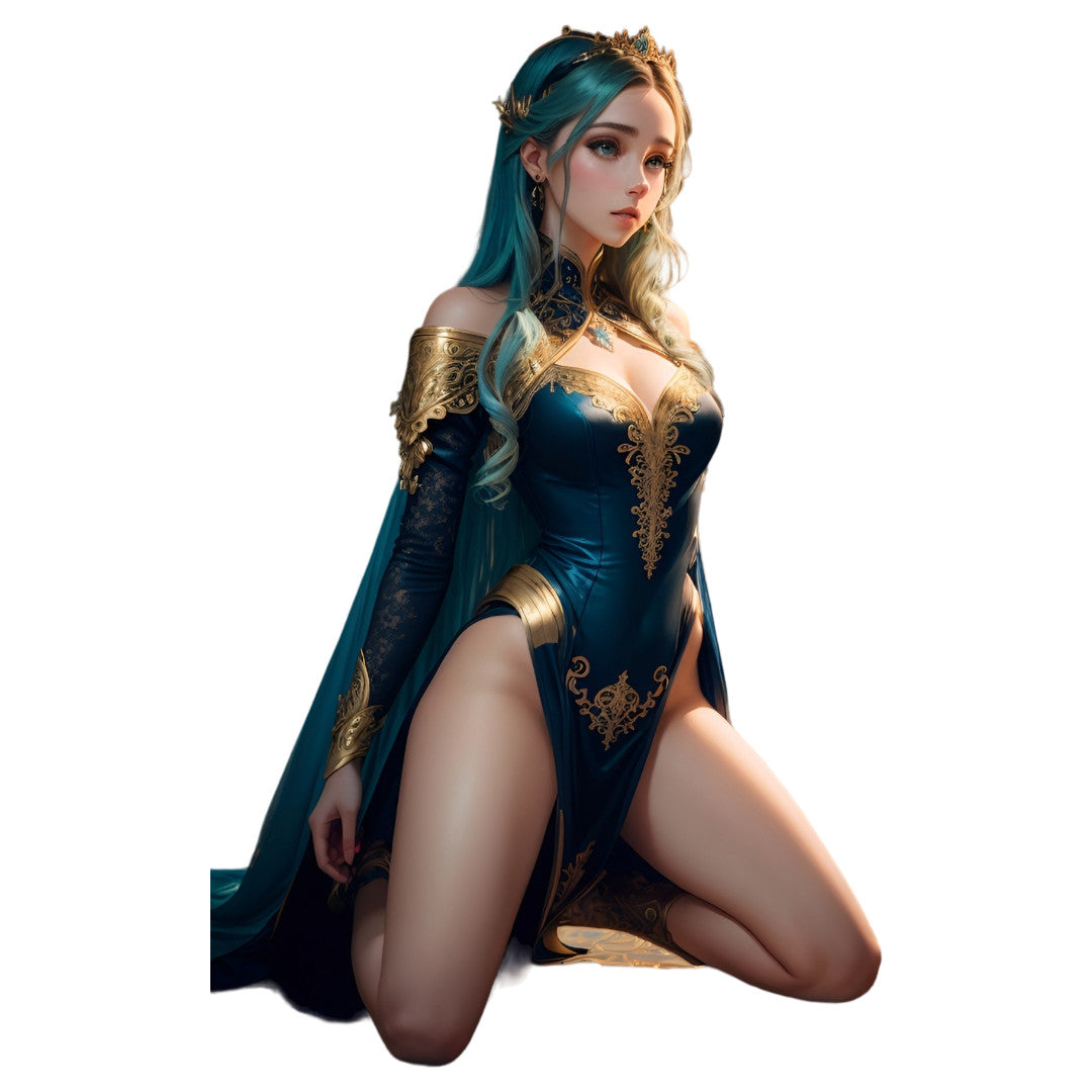 Set 2 bucati, Sticker decorativ, Printesa, Rezistent la apa, NO6312, 16 cm, Multicolor