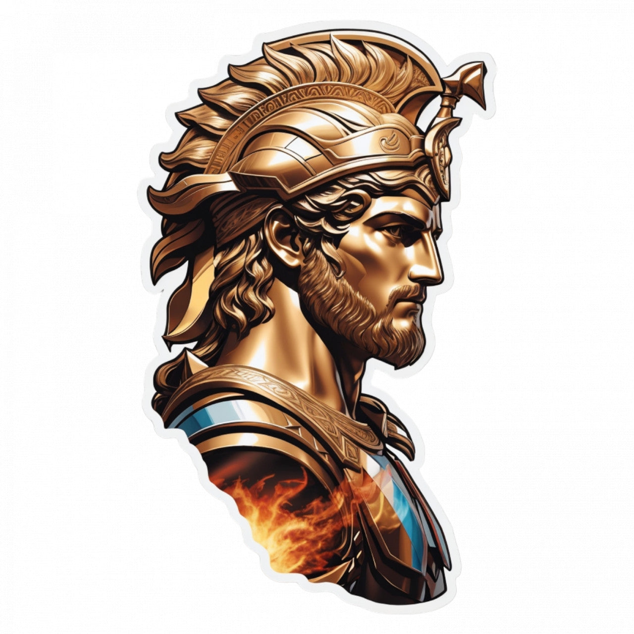 Set 2 bucati, Sticker decorativ, Profil zeu grec Ahile, Rezistent la apa, NO4942, 16 cm, Multicolor