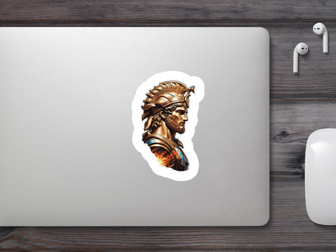 Set 2 bucati, Sticker decorativ, Profil zeu grec Ahile, Rezistent la apa, NO4942, 16 cm, Multicolor