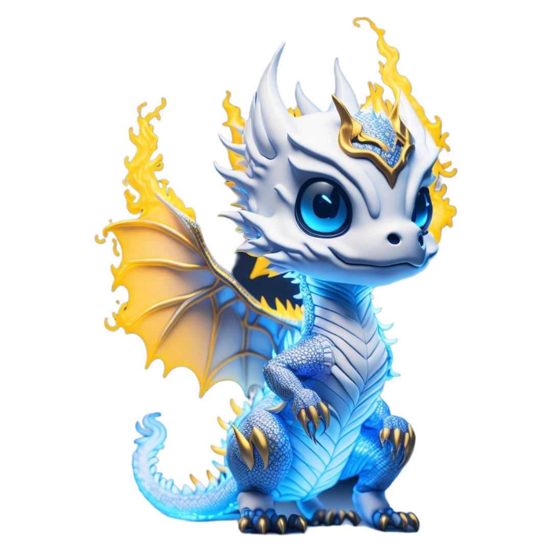 Set 2 bucati, Sticker decorativ, Pui de dragon, Rezistent la apa, NO6970, 16 cm, Multicolor