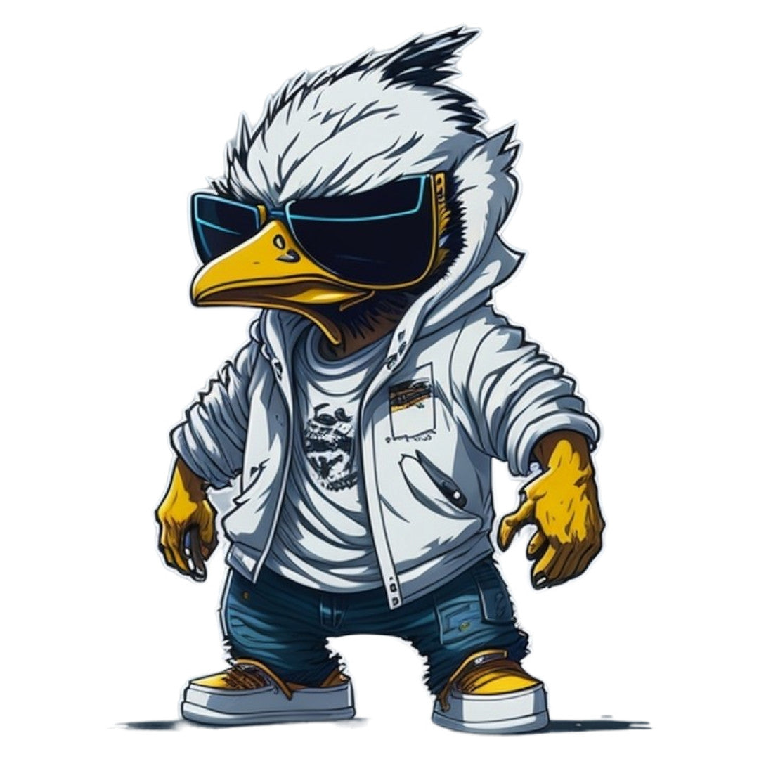 Set 2 bucati, Sticker decorativ, Rata furioasa, Rezistent la apa, NO6957, 16 cm, Multicolor