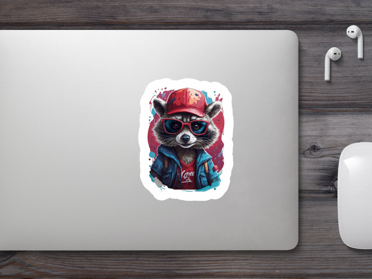 Set 2 bucati, Sticker decorativ, Raton cu sapca si ochelari, Rezistent la apa, NO6596, 16 cm, Multicolor