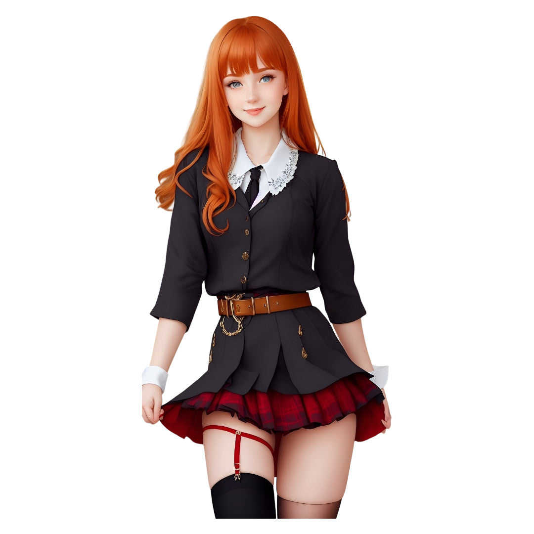 Set 2 bucati, Sticker decorativ, Roscata cu fusta scurta, Rezistent la apa, NO6486, 16 cm, Multicolor