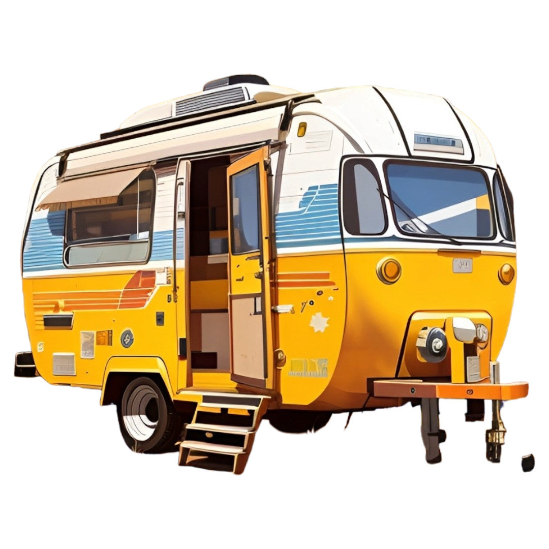 Set 2 bucati, Sticker decorativ, Rulota camping, Rezistent la apa, NO6650, 16 cm, Multicolor