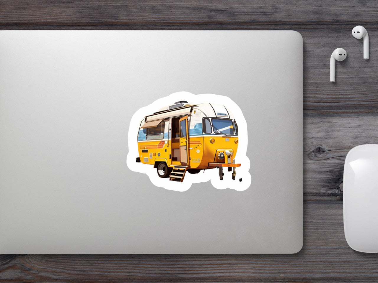 Set 2 bucati, Sticker decorativ, Rulota camping, Rezistent la apa, NO6650, 16 cm, Multicolor