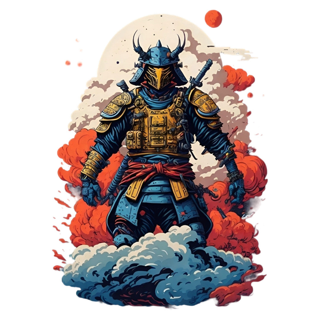 Set 2 bucati, Sticker decorativ, Samurai, Rezistent la apa, NO6304, 16 cm, Multicolor