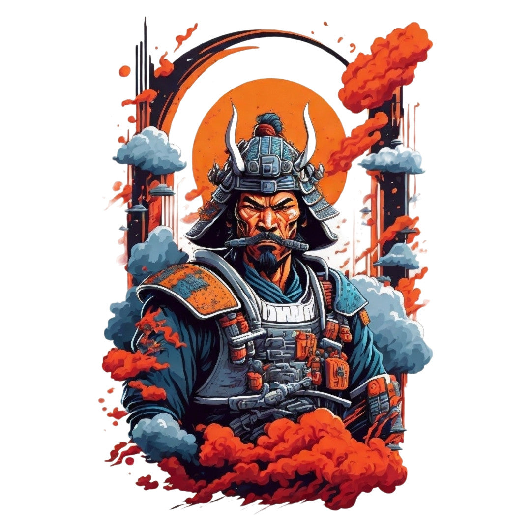 Set 2 bucati, Sticker decorativ, Samurai, Rezistent la apa, NO6305, 16 cm, Multicolor